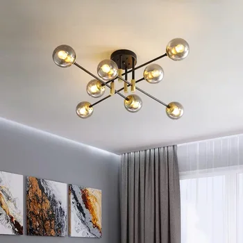 

Hot Nordic Brief Glass Ball LED Ceiing Chandelier Modern Living room Light Fixture Creativeh Ceiling Lighst Luminaire Lampara