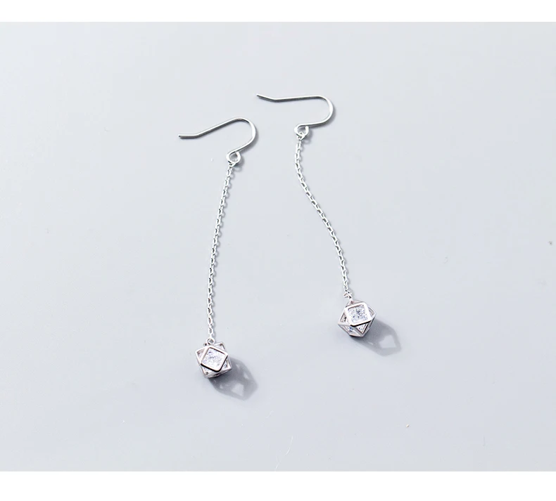 Modian 2021 New Style Swing Long Tassel Square Zircon Drop Earrings Charm Party 925 Sterling Silver Wedding Engagement Jewelry