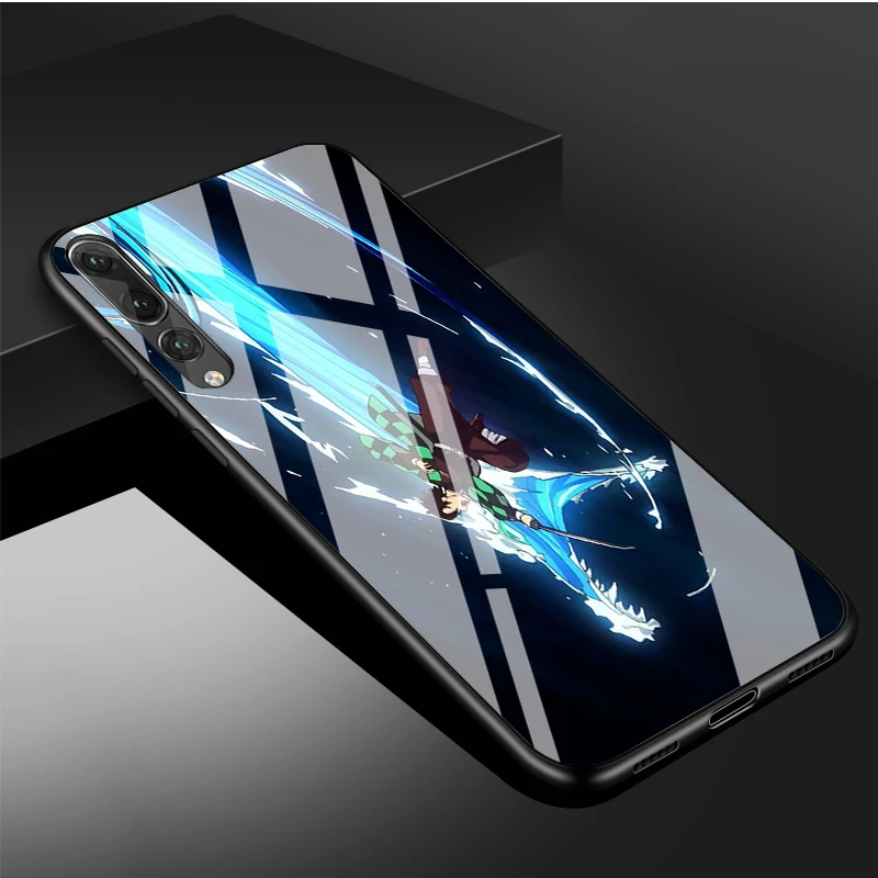 Anime Demon Slayer Kimetsu Không Yaiba DIY Cao Cấp Kính Cường Lực Điện Thoại Ốp Lưng Cho Huawei P20 P30 P40 Lite PRO Giao Phối 20 30 Lite Pro pu case for huawei Cases For Huawei