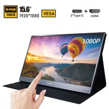 15.6 Polegada tela de toque portátil led monitor fhd USB-C computador display ips vesa com hdmi tipo c para computador portátil ps4 xbox telefone