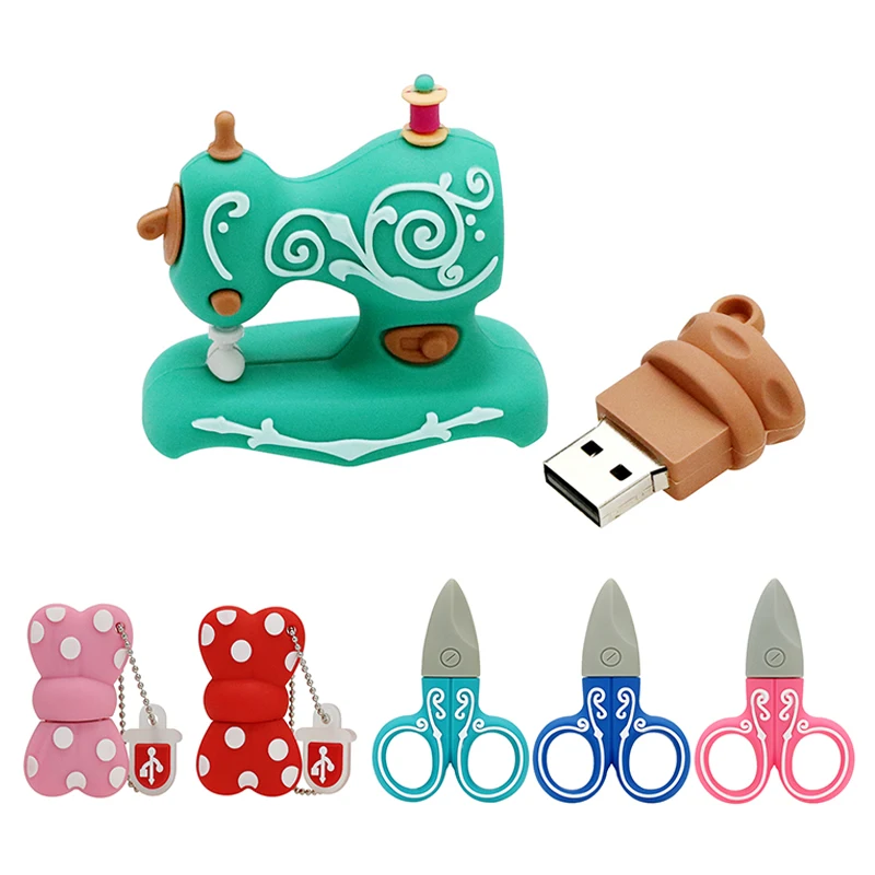 

Personalized Pendrive Usb Flash Drive 8GB 32GB 16GB 128GB 64GB 4GB 256GB 128 GB Memoria Stick Key Bowknot Scissors Red Mini Gift