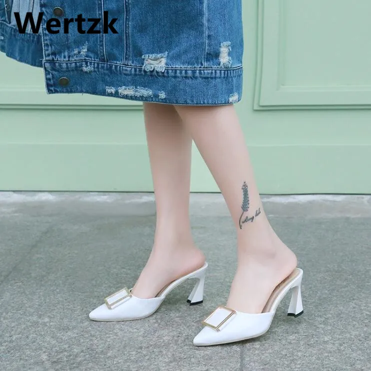 

018 New Women sandals Korea Style High heels slipper Summer pointed toe Woman Shoes High Heels Slippers shoes woman S016