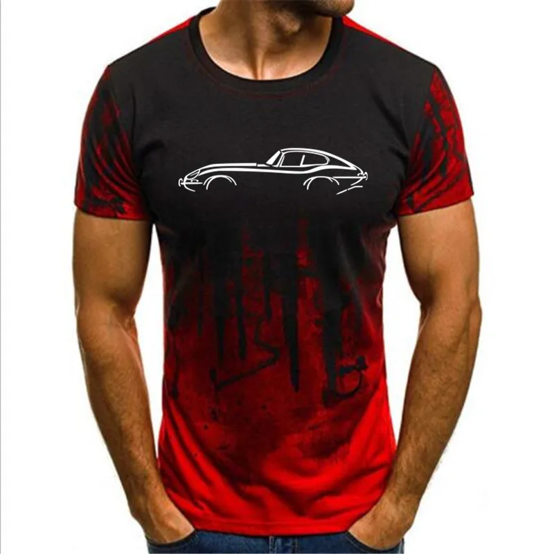 free shipping High Quality New Fashion JAGUAR E-TYPE INSPIRED T shirt Print Men T Shirt High Quality Cotton T-Shirt Men - Color: Red