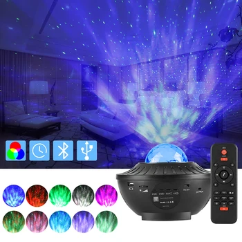 

Upgrade LED Starry Night Lamp LED Star Projector Night Light Ocean Wave Projector With Music Bluetooth Remote Control Kids Gifts