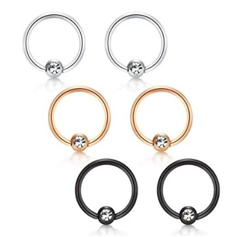 JFORYOU 6 шт. серьги Daith серьги с морской раковиной неполные кольца с шариками инкрустированные нержавеющая сталь 16 г хряща Tragus Helix серьги для носа - Окраска металла: Светло-желтый, золотистый цвет