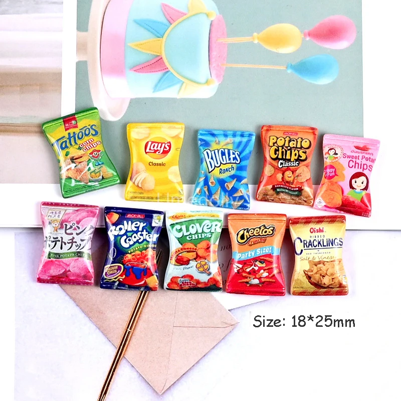 10PCS Assorted 1/6 Mini Simulation Potato Chips Miniature Dollhouse Snacks Food for Barbies