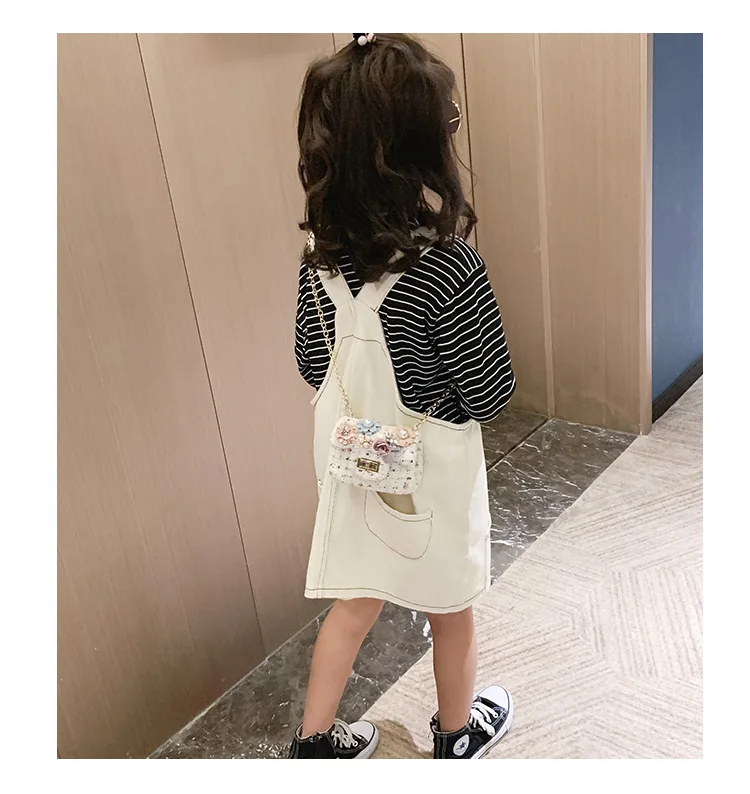 Chic Style Fashion Casual Wild Temperament Children's Shoulder Bag Cute Pearl Accessories Princess Bag Girls Messenger Bag