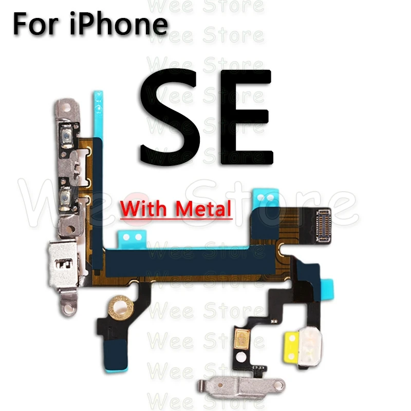 For iPhone SE Высокое качество для iPhone 6, 6s, 7, 8 Plus, 5, 5S, SE, 5C, кнопки отключения звука и громкости, гибкий кабель с металлическим держателем, запчасти - Color: For iPhone SE