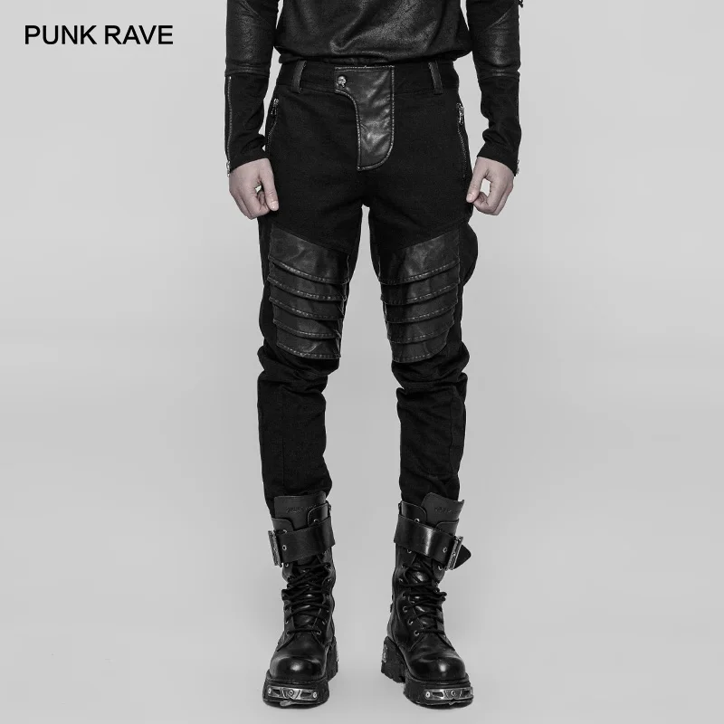 PUNK RAVE Men's Punk Armor Black Twill 