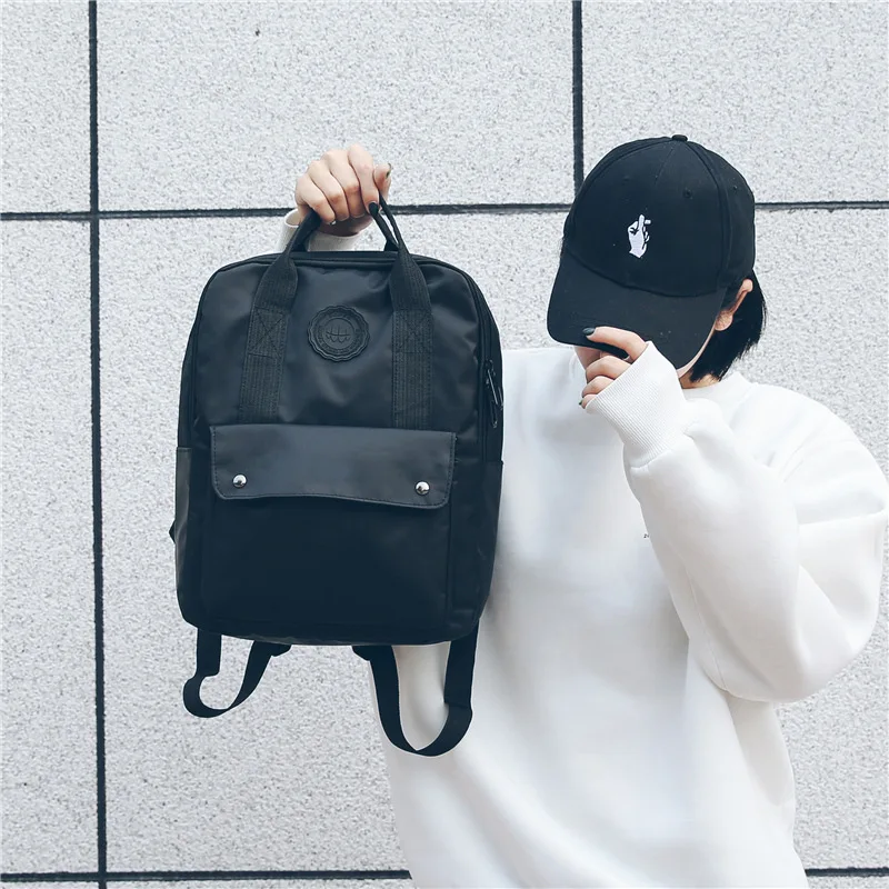 Одноцветная Дорожная сумка унисекс, тканевый рюкзак, дикая водонепроницаемая сумка для школьников средней школы - Цвет: Black small