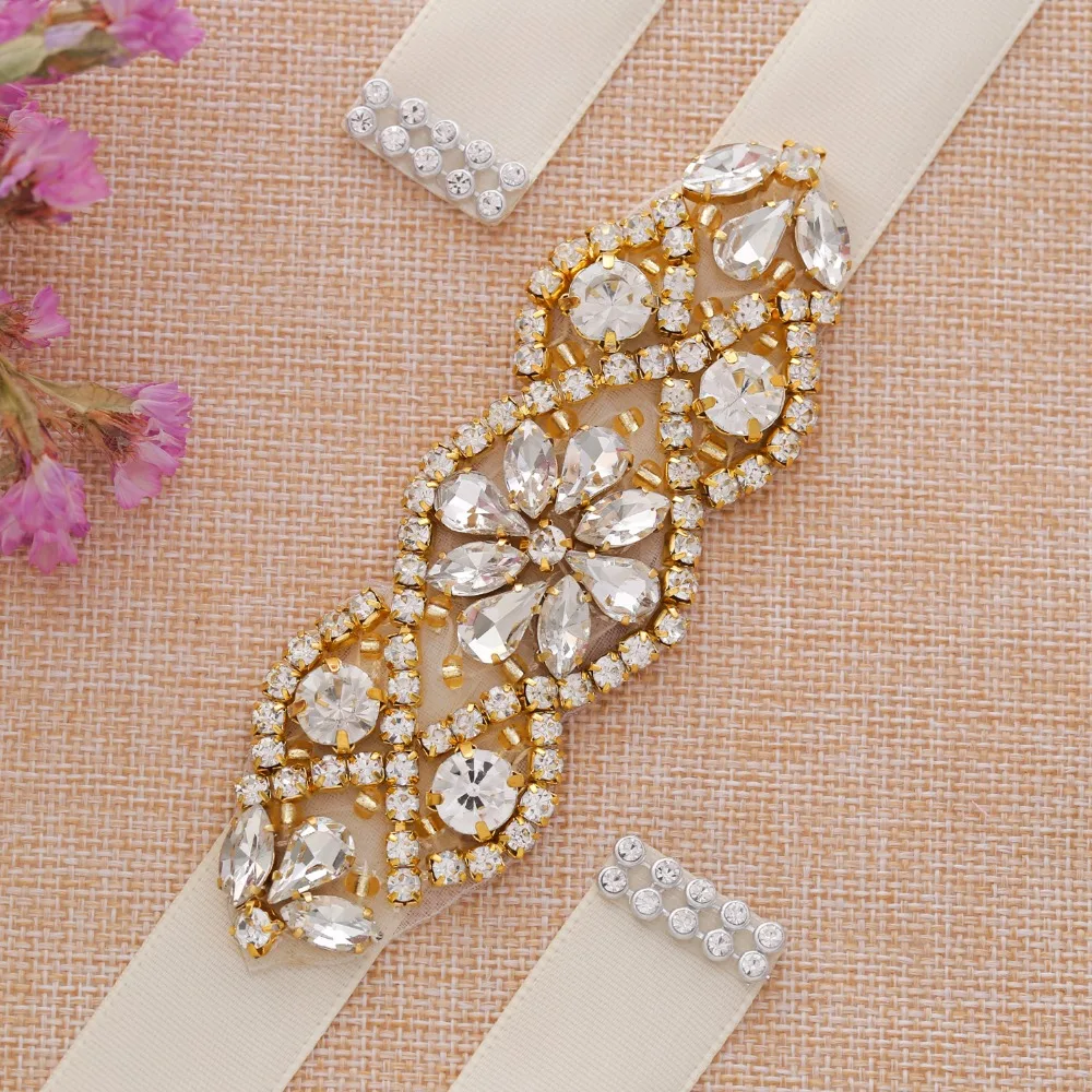 Золотой Стразы пояс к свадебному платью жемчуг свадебный пояс Лента Свадебная со стразами для свадебных аксессуаров YD1G