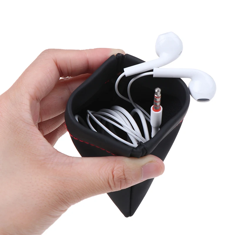 Черный Мини Жесткий Чехол для наушников Портативный чехол для наушников коробка наушники из искусственной кожи сумка для хранения Защитный USB кабель Органайзер