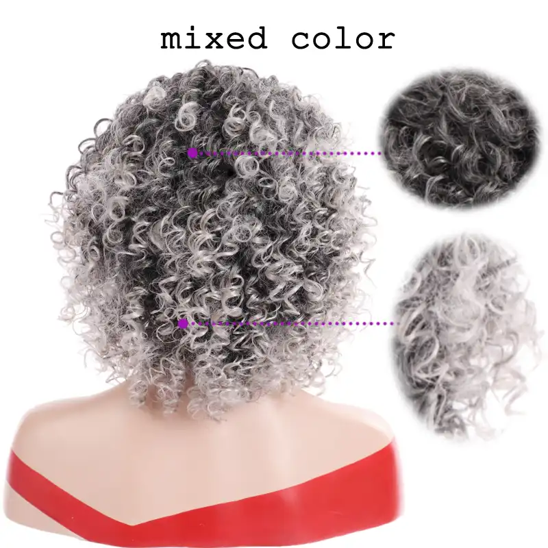 Aoosoo Korotkie Afro Pariki Dlya Chernyh Zhenshin Kudryavye Ombre Korichnevyj Blond Sinteticheskij Parik Naturalnye Chernye Volosy Dlya Zhenshin Termostojkie Aliekspress
