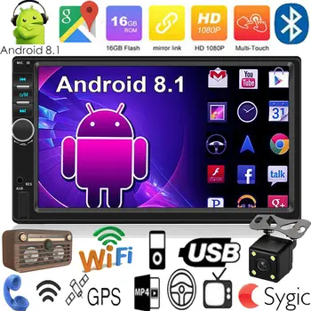 

7" Doppel 2DIN Autoradio Android8.1 Car Stereo MP5 Player GPS Nav WiFi BT +Kamera