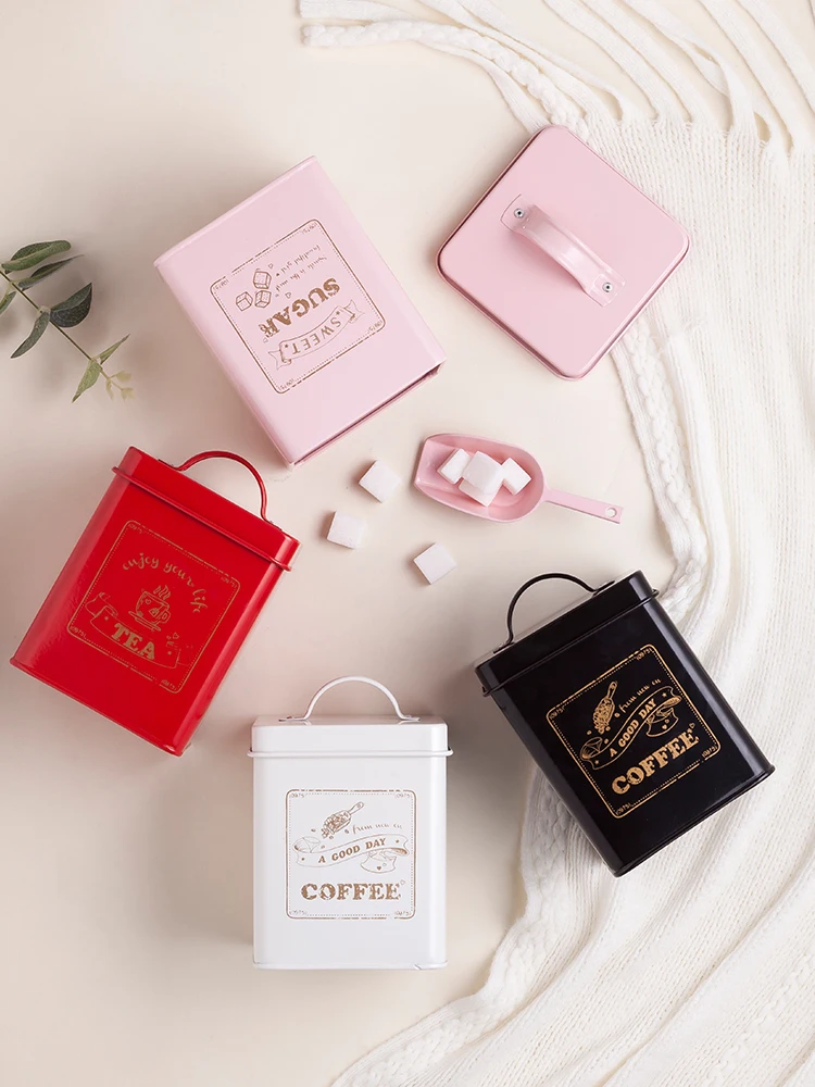

Retro Style Square Sealed Tanks Coffee Pots Coffee Powder Jars Coffee Bean Cans Tea Cans Candy Canisters Mask Powder Cans