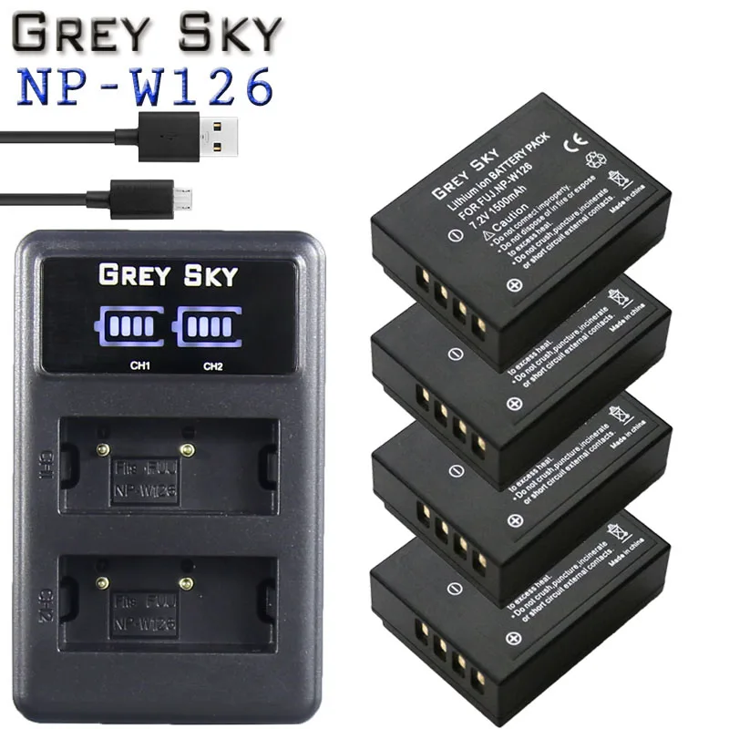 Charger and 4battery 1500 мАч NP-W126 NP W126 NPW126 батареи и ЖК двойное зарядное устройство для Fujifilm Fuji X-Pro1 XPro1 X-T1 XT1, HS30EXR HS33EXR X PRO1 - Цвет: Charger and 4battery