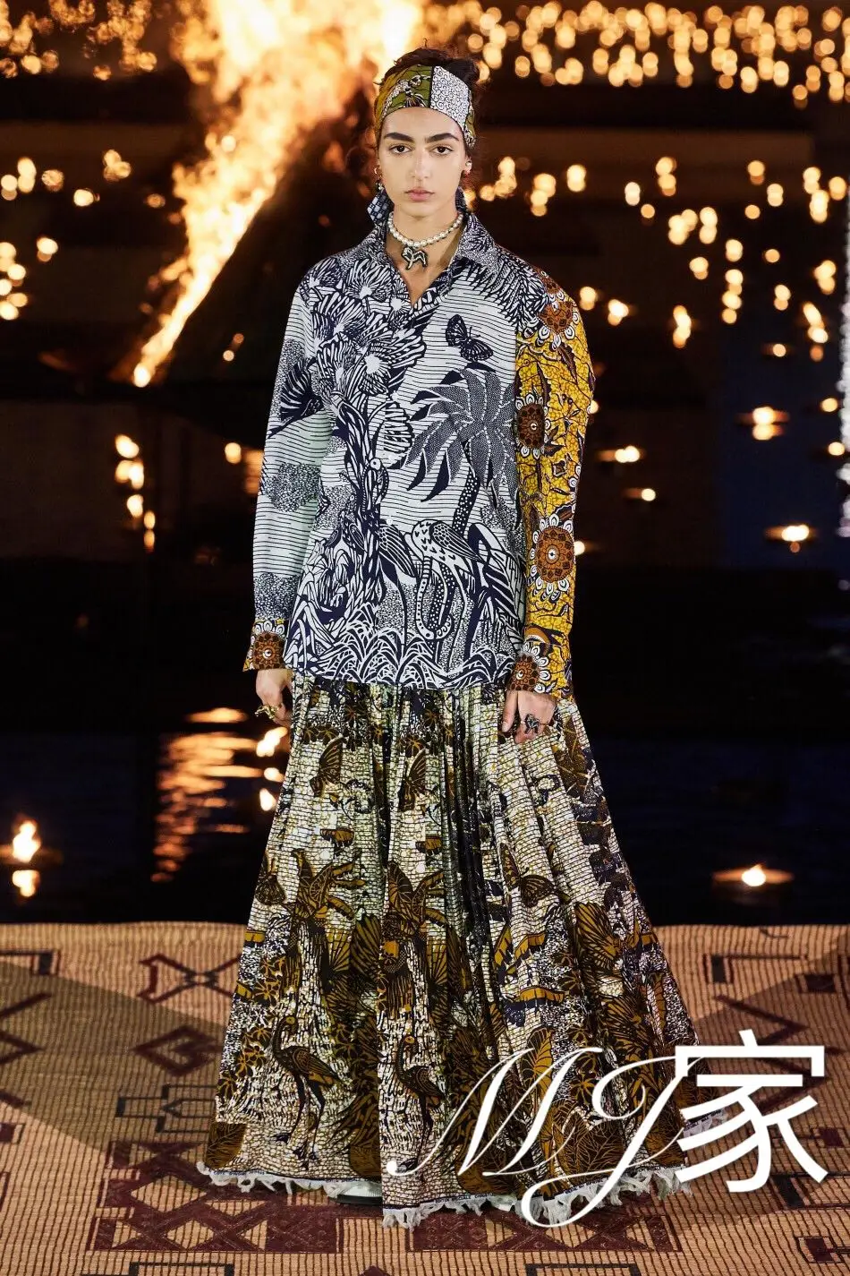 New coconut palm print dream accept waist pleated fringed edge ornament butterflies birds luxury fell to bust skirt