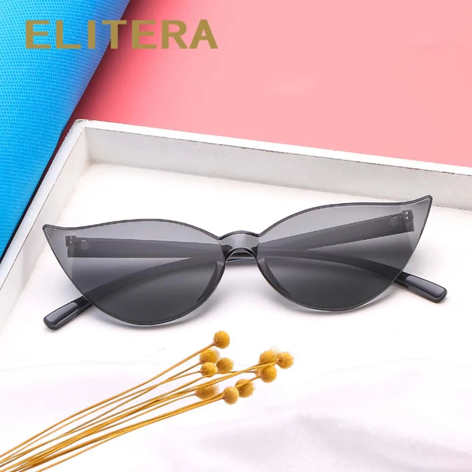 ELITERA, брендовые, Ретро стиль, без оправы, кошачий глаз, солнцезащитные очки для женщин, фирменный дизайн, трендовые, яркие цвета, солнцезащитные очки, цветные, UV400