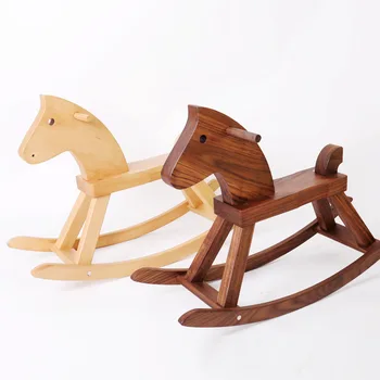 

Solid Wood Children's Toy Trojan Multi-functional Rocking Horse Baby Rocking Chair Kids Birthday Gift Wood Small Wooden Horse Tr