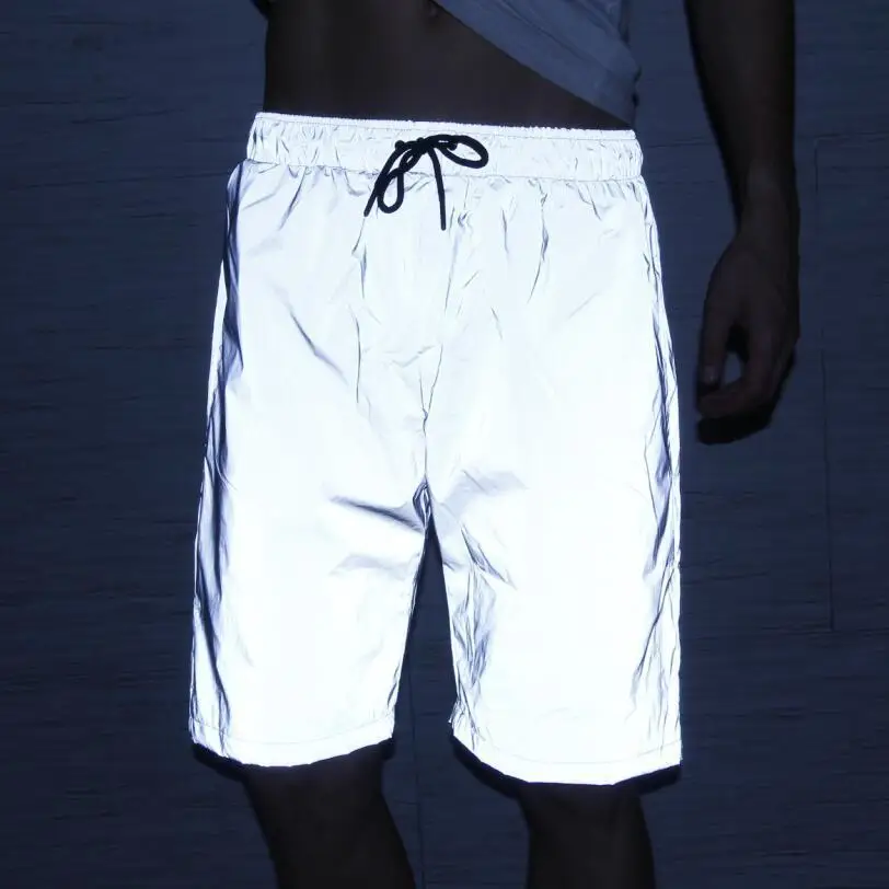 Новинка, полностью отражающие шорты для ночного бега для мужчин и женщин, блестящие шорты для спорта на открытом воздухе, для верховой езды, шорты для хип-хопа, пляжа, уличного стиля