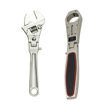 

1Piece 10 Inch Adjustable Wrench Folding Handle & 1x Quick Wrench Folding 180 Degree Multi-Purpose Ratchet Fastening