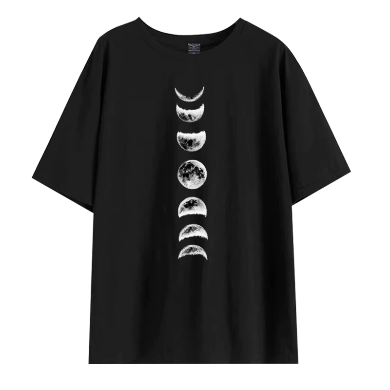ZOMARZZ, хлопок, футболка с принтом Луны и планеты, Harajuku, с коротким рукавом, топы, футболки, модная повседневная женская футболка большого размера