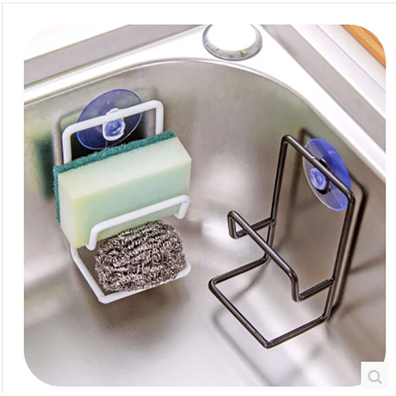 

Double Iron Draining Rack Simple Suction Cup Multi-Purpose Debris Storage Racks Sink Sponge Brush Holder Kitchen Racker