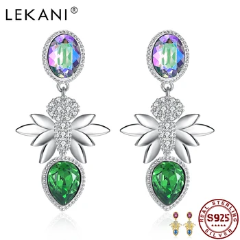 

LEKANI 925 Sterling Silver Drop Earrings For Girl Austria Crystal Romantic Bee Shape Anniversary Earring Fine Jewelry On Sale