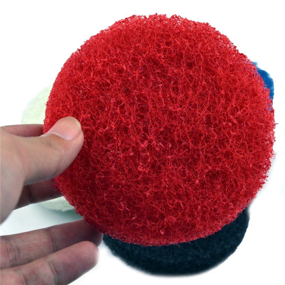 POLIWELL 4PCS 4 Inch 100mm Polyester Scrubbing Pads Industrial Scouring Pad Bathroom Kitchen Automotive Cleaning Polishing Kit