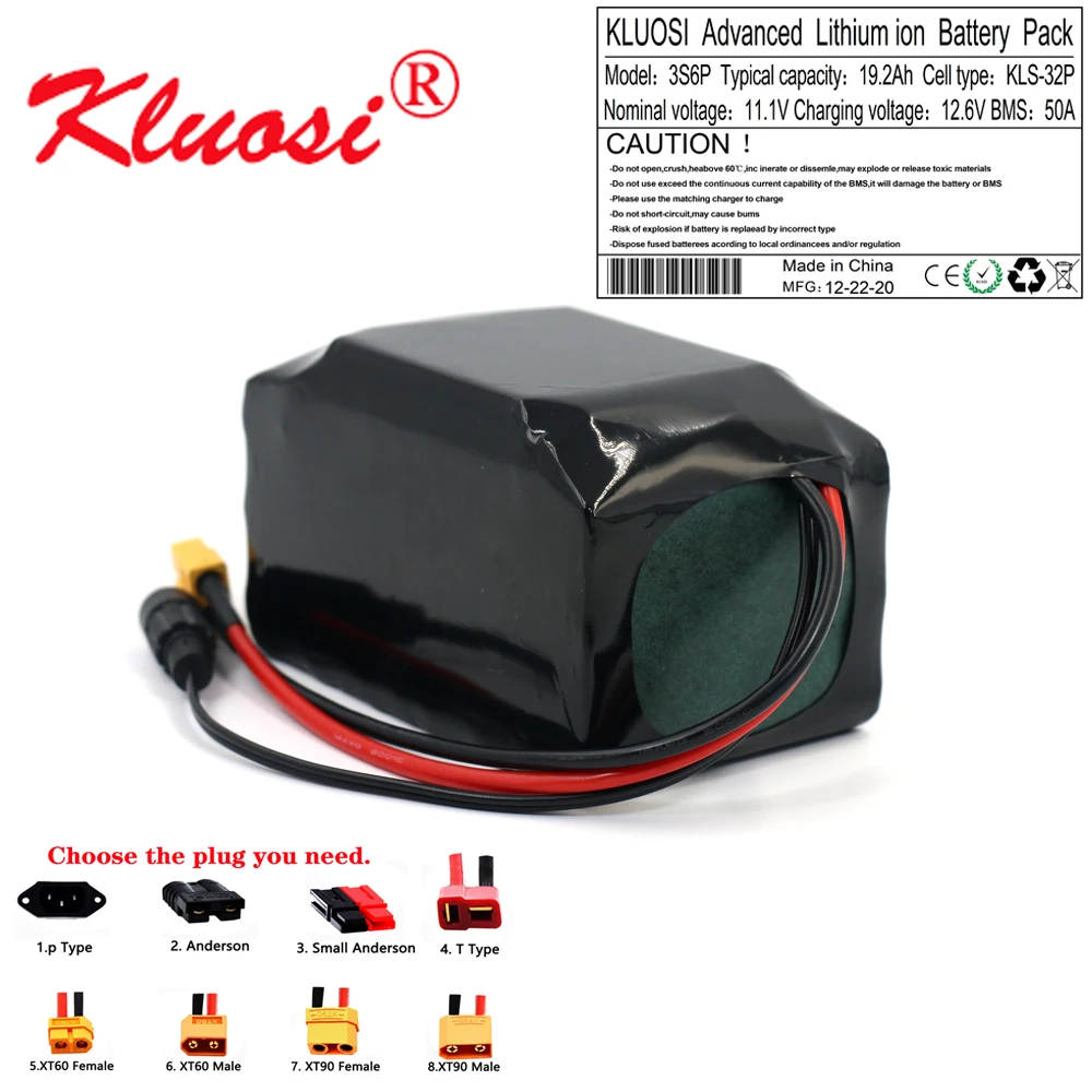 Литиевая аккумуляторная батарея KLUOSI 3S6P 12 В 6 Ач 500 в 20 Orline с 50A BMS ватт высокой