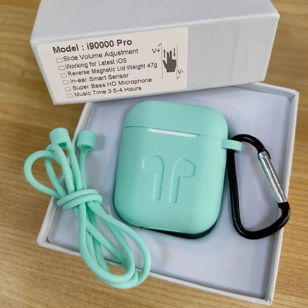 green with case I90000 Pro TWS Arie 2 беспроводные наушники 8D Super Bass Bluetooth 5,0 наушники раздвижные регулировки громкости наушники PK i5000 i9000 TWS - Цвет: green with case