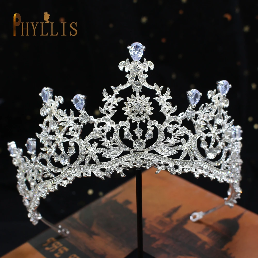 A213 Zircon Wedding Round Crown Luxury Diadem Headband Rhinestone Headpiece Bridal Headwear King Tiaras Princess Hair Jewerly 