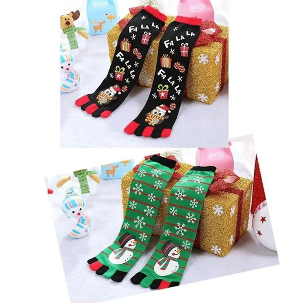 Feitong/2 шт., женские носки, раздельные носки, рождественские праздничные женские повседневные носки, милые носки средней длины унисекс, носки женски