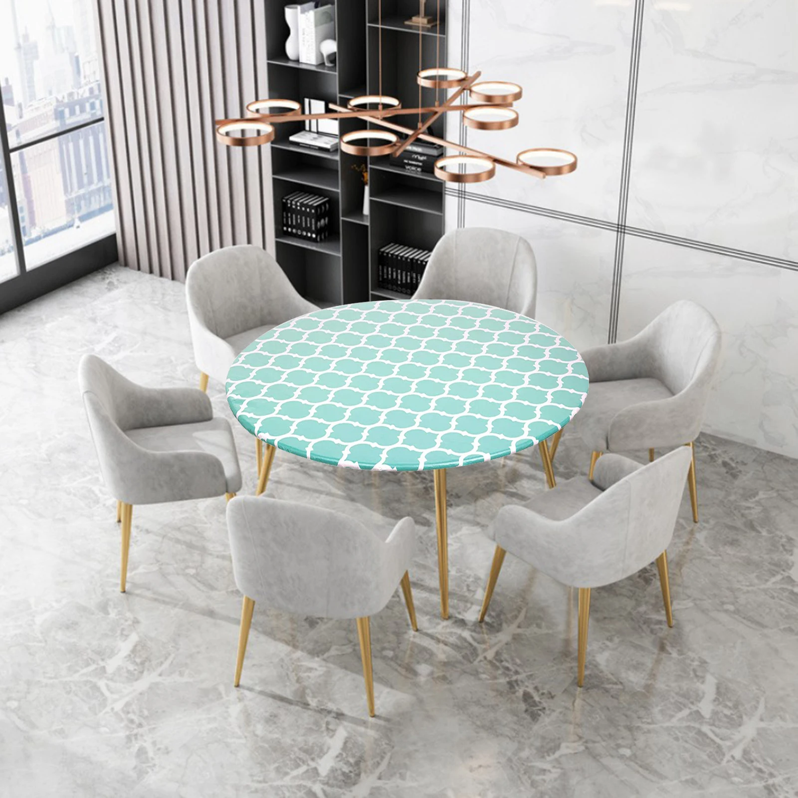 ROUND TABLECLOTH OILPROOF PLASTIC FITTED TABLE COVER FOR DINING ROOM PARTIES