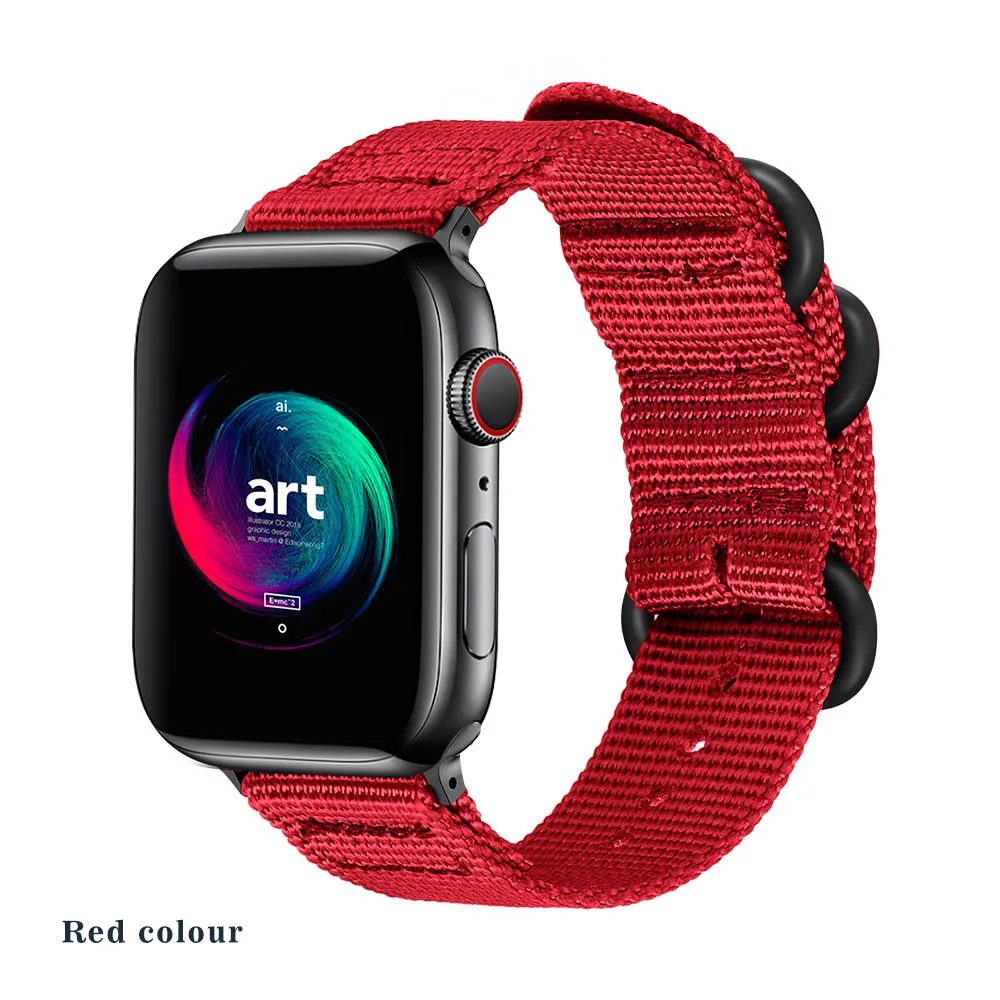 Red Нейлон Apple, часы, нейлоновый ремешок для наручных часов Series 5 42 мм, 38 мм, версия ткань-как ремешок для iwatch, версия 4/3/2/1 подходит для 40 мм 44 аксессуары - Цвет ремешка: Red