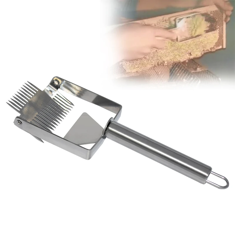 17-pin Honey Fork Многофункциональный пчелиный мед Скребок Лопата пчеловодство инструмент Улей из нержавеющей стали Ручка раскапывание вилка мед гребень двойной иглой - Цвет: 17-pin Honey Fork