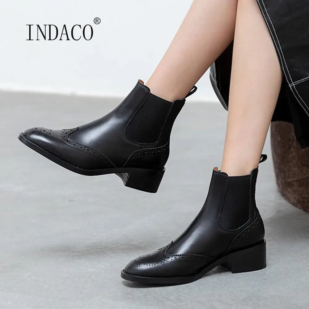

Fashion Bullock Boots Quality Ankle Boots For Women Round Toe Black Brown Leather Boots Winter Shoes Women