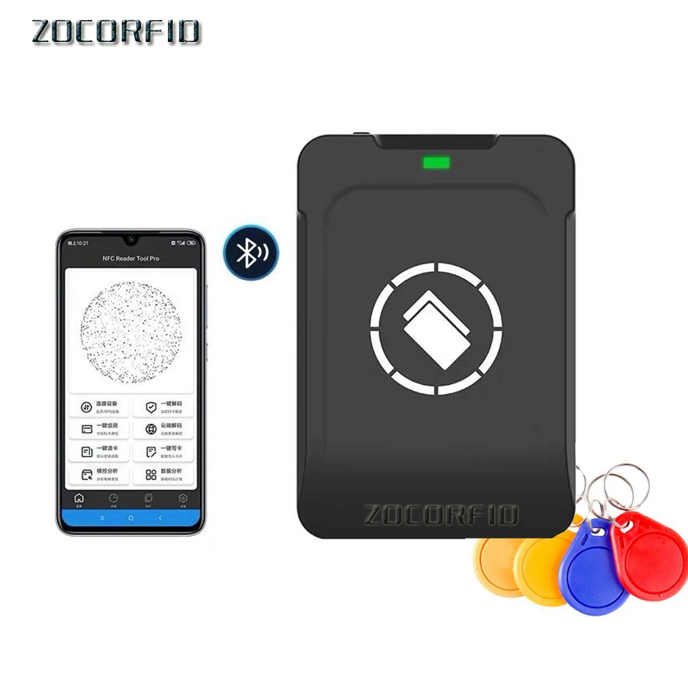 Bluetooth Android RFID Encrypted Programmer NFC Copier Duplicator NFC Smart Card Reader Writer 13.56MHz UID Cards Tags USB