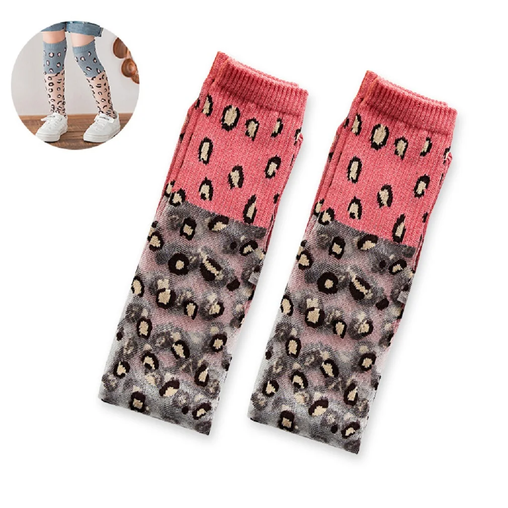 Красный Baby Kid Girl Socks Winter Child Baby Girls Infant Leopard Glass Silk Mid-tube Mid Socks Knee Highs Socks - Цвет: Красный