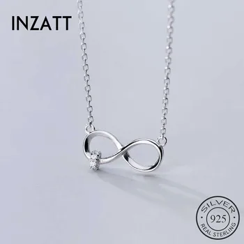 

INZATT Real 925 Sterling Silver Zircon Infinity Pendant Necklace For Fashion Women Party Fine Jewelry Minimalist Accessories
