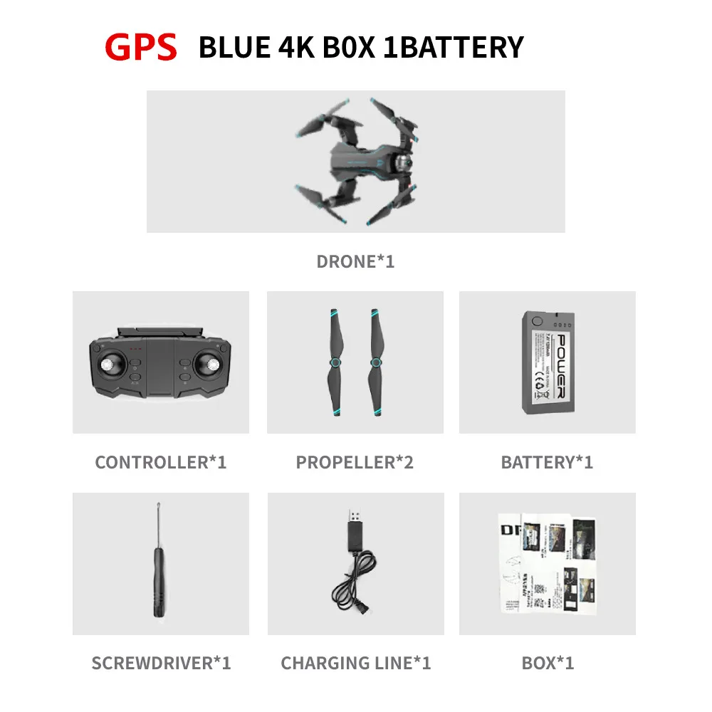 GPS BLUE 4K BOX 1B S20 5G wifi gps Дрон 4K Квадрокоптер с камерой HD Helicopteros Дрон Профессиональный селфи вертолет игрушечные Дроны для мальчиков подарок - Цвет: GPS BLUE 4K BOX 1B