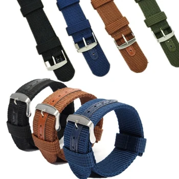 

New Prouct Nylon Canvas Watch Band 20mm Outdoor Sports Nato Strap Watchband Steel Metal Needle Buckle Watch Accessories