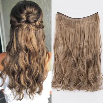 

AISI BEAUTY Synthetic Invisible Wire No Clips In Hair Extensions Secret Fish Line Hair pieces water Wave Hair Extension
