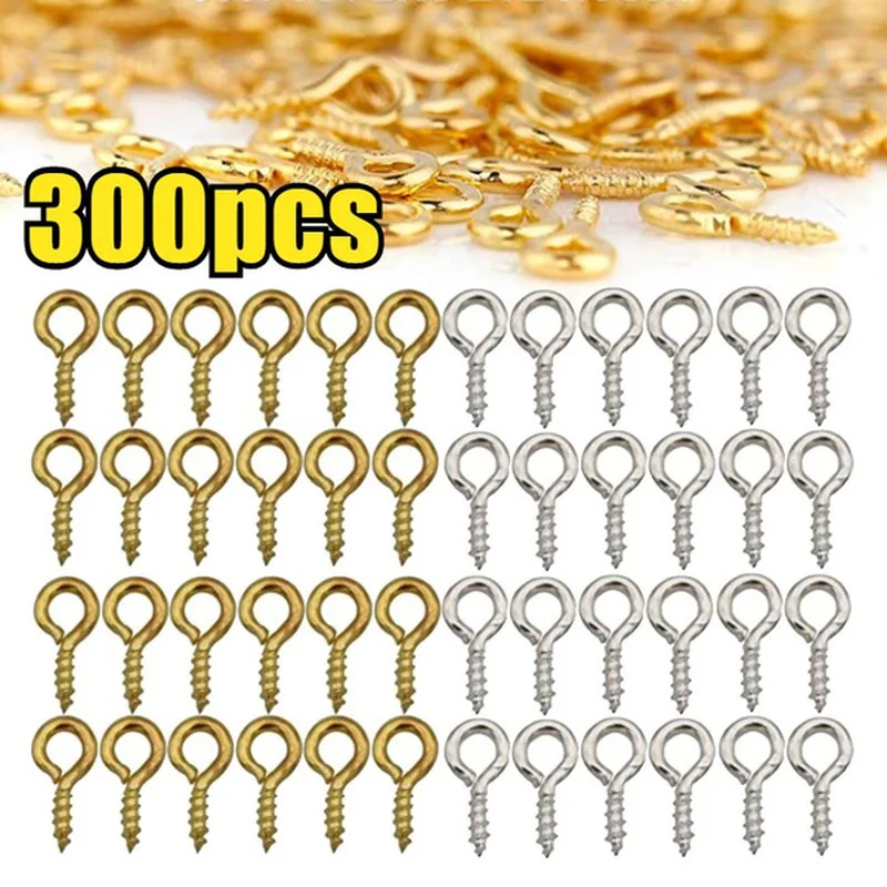 

300Pcs Mini Screw Eye Pins for Jewelry Making Pearl Beads Screw Threaded Hooks Eyelets Clasps Findings for Bracelet DIY Earrings