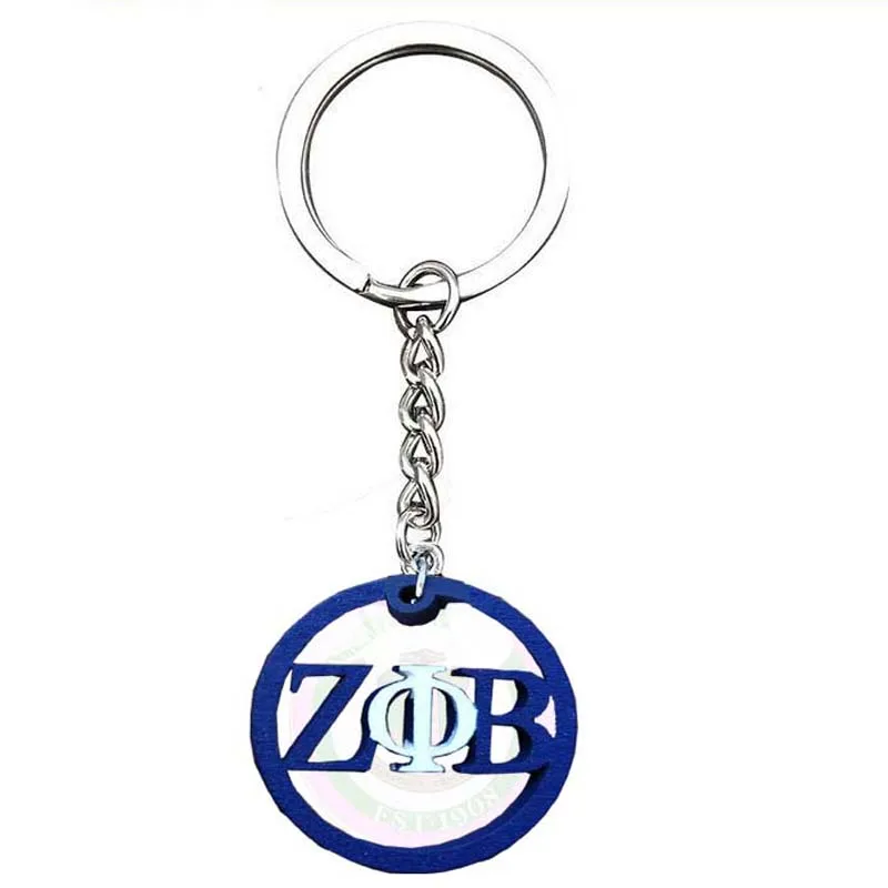 

Topvesko Drop shipping Greek Zeta Phi Beta Natural Wood Keychain Jewelry