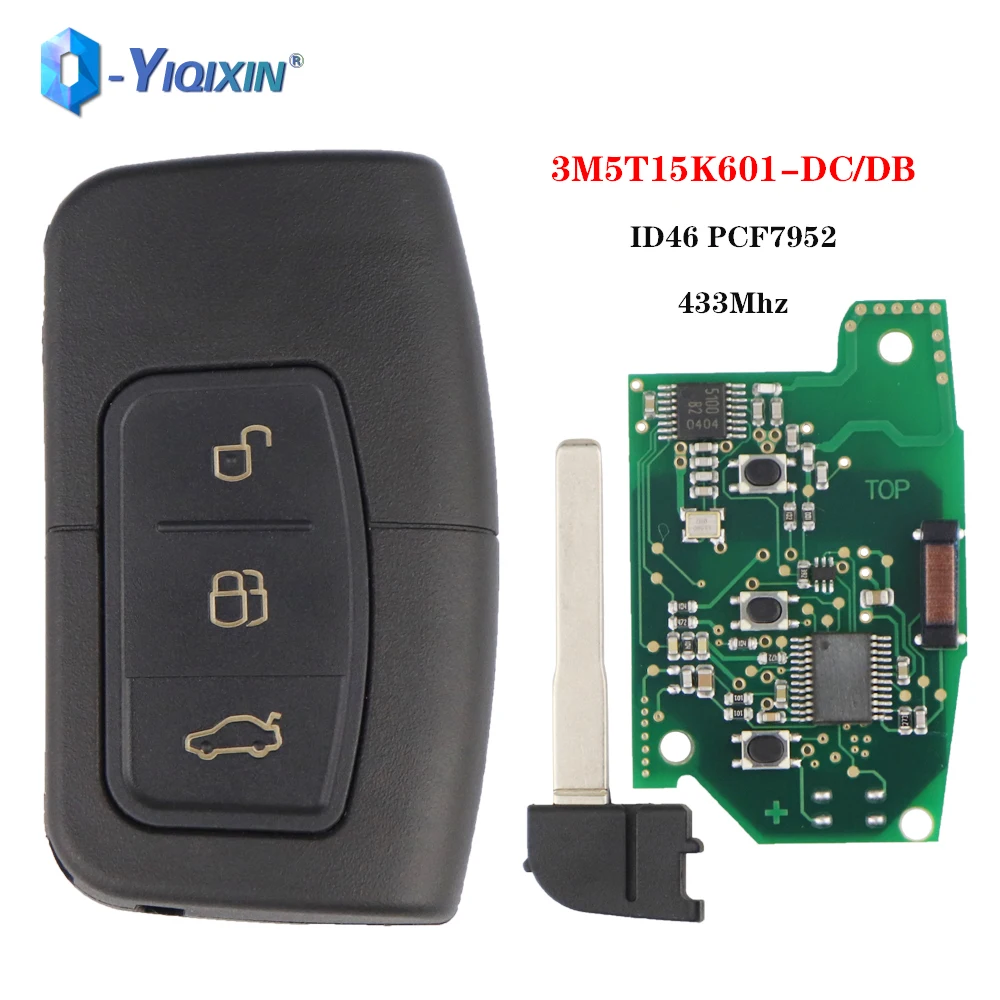 YIQIXIN Flip Folding Remote Control Car 3 Buttons Key For Ford Fusion Focus Fiesta Mk7 Escape Kuga HU101 Blade 433MHZ ID46 Chip yiqixin 433mhz 3 buttons remote car key for ford mondeo kuga fiesta focus b c max 2011 2012 2015 kr55wk48801 keyless go id83