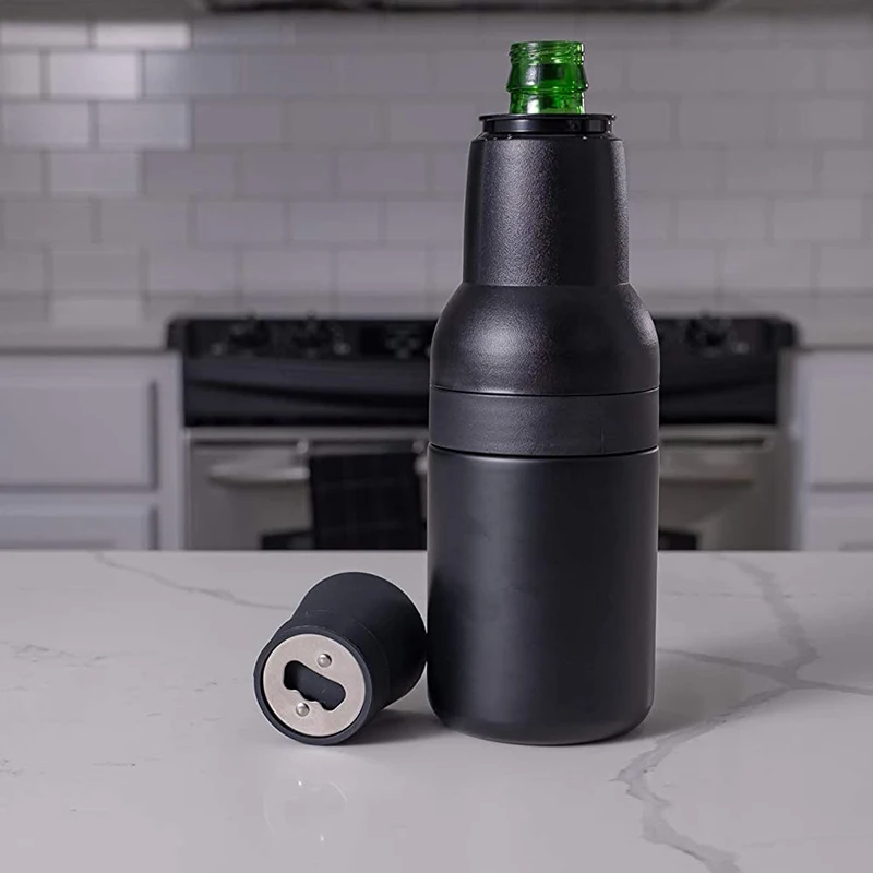 GOALONE 2 in 1 Beer Can Vacuum Insulated Double Walled Stainless Steel Beer Bottle Holder with Opener BPA Free Cooler