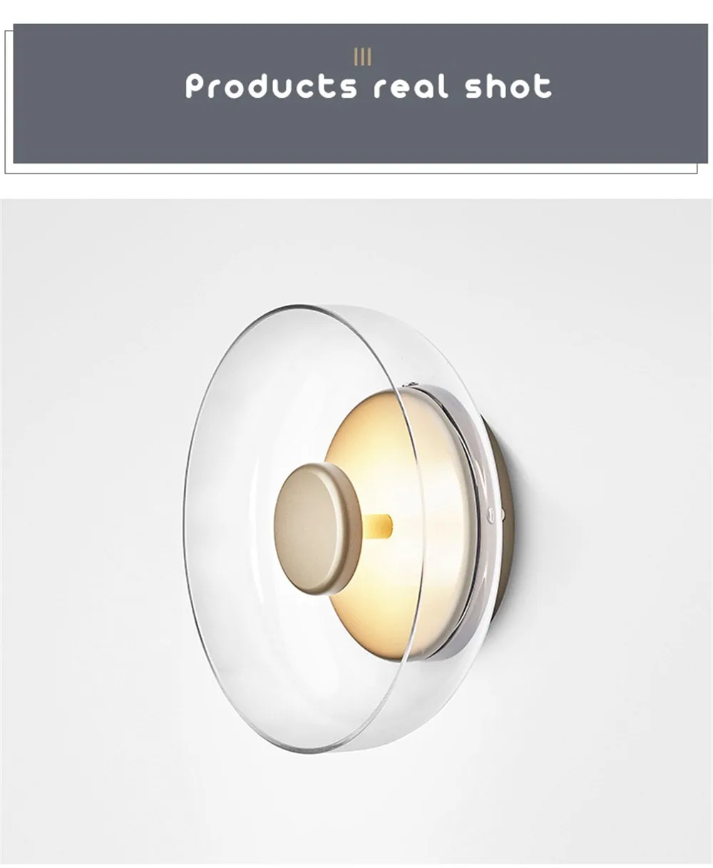 Nordic Design Modern LED Wall Light Loft Decor Sconce Wall Lights Iron Glass Round Bedside Wall Lamp Home Lighting Luminaire (14)