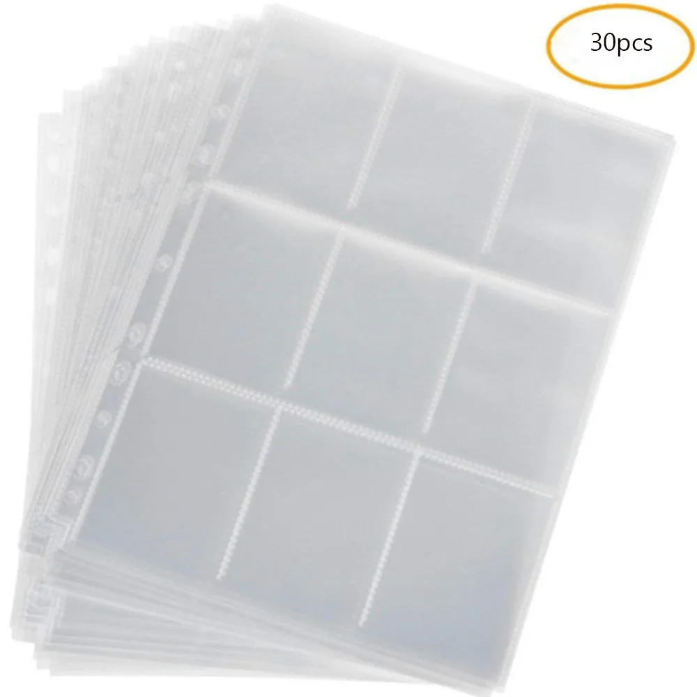 9-Card Protector Sleeves Pocket Gaming Trading Card Album Pages Binder Tarrot Card Sheets For Stickers Stamps Page Storage