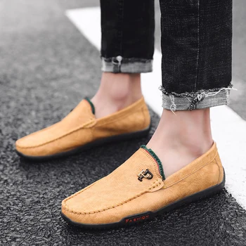 

Summer Shoes Men Flats Slip on Male Loafers Driving Moccasins Pigskin Men Casual Leather Shoes Fashion Dress Wedding Footwear